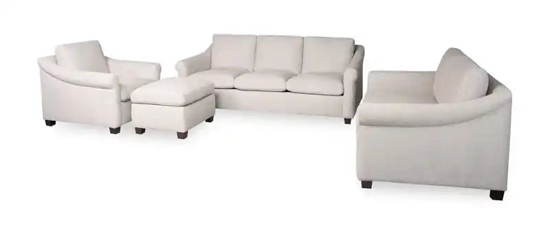 36 Chenille Fabric Chair with Arms and Wood Legs - White