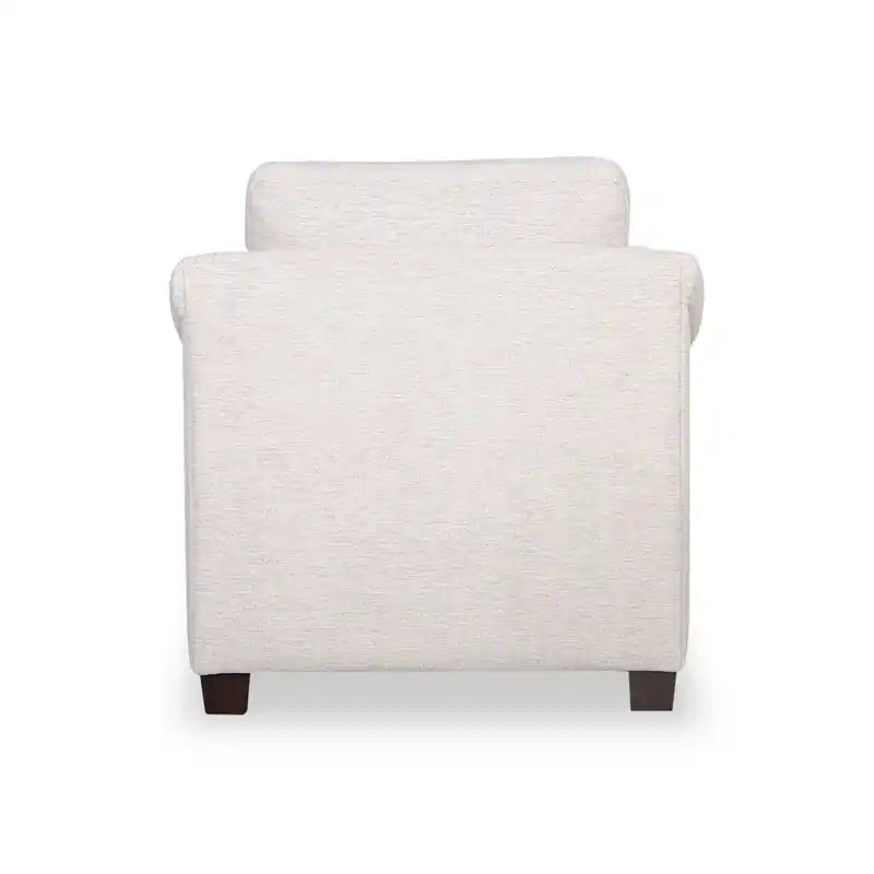 36 Chenille Fabric Chair with Arms and Wood Legs - White