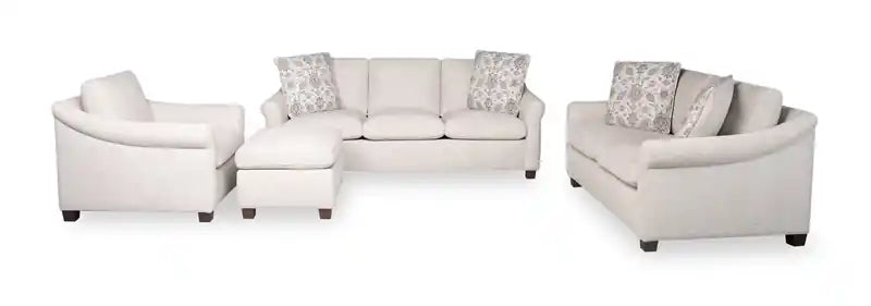 36 Chenille Fabric Chair with Arms and Wood Legs - White