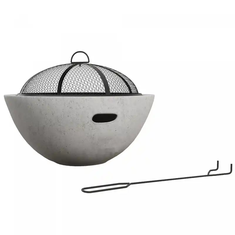 Outsunny 2-in-1 Fire Pit Bbq With Cement Effect, 24 Charcoal Grill