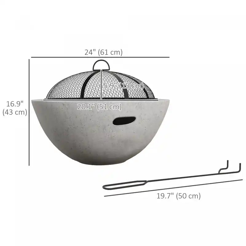 2-in-1 Fire Pit With, 24 Charcoal