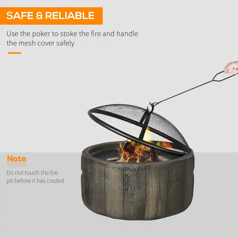 18" Wood-Burning Fire Pit Bowl with Spark Screen & Poker