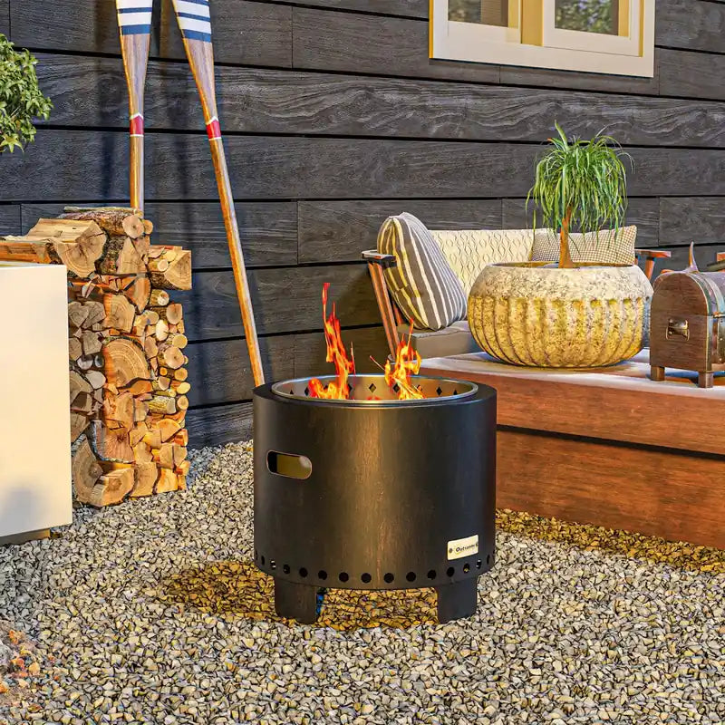 Portable Smokeless Wood-Burning Fire Pit - Black