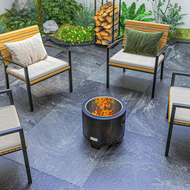 Portable Smokeless Wood-Burning Fire Pit - Black