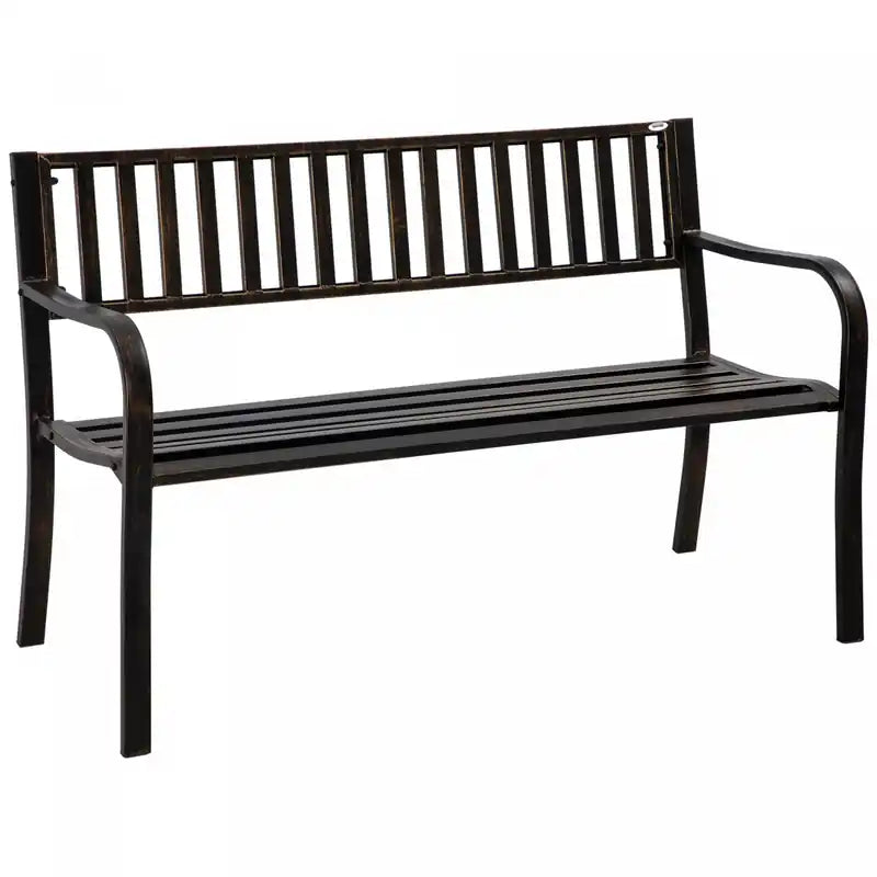 Outsunny 50 Steel Garden Bench Patio, Metal Backyard Park Chair