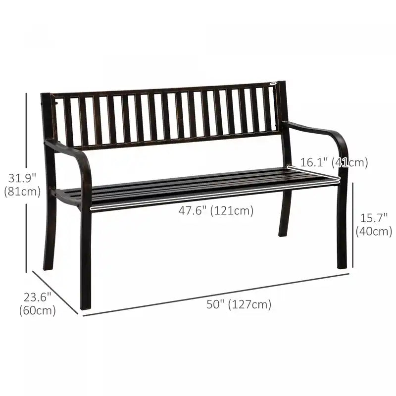 50" Steel Outdoor Garden Bench
