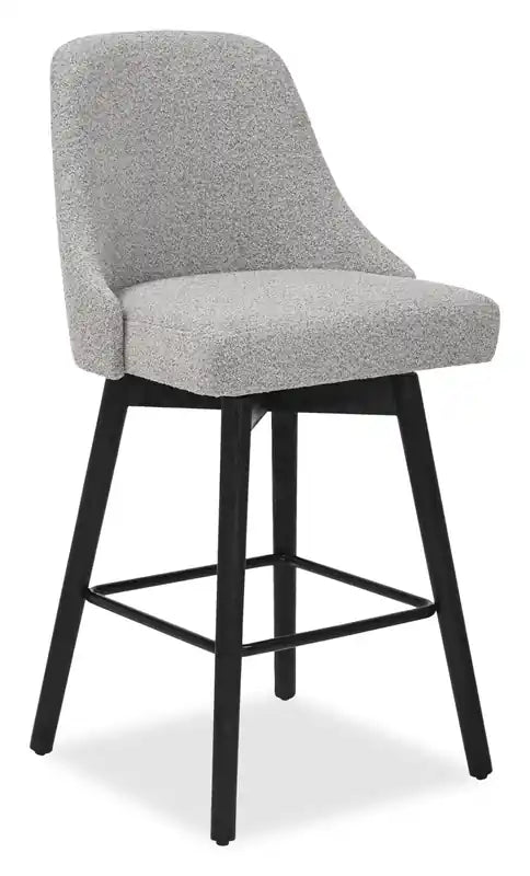 Nash Counter-Height Stool with Swivel Seat & Polyester Fabric, 26.5H, Wood & Metal