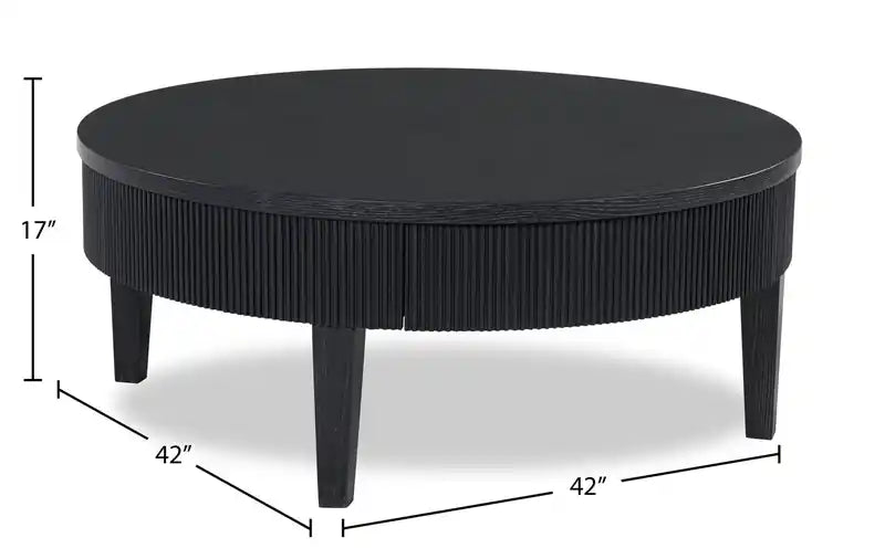 42 Contemporary Round Solid Wood Coffee Table with Storage