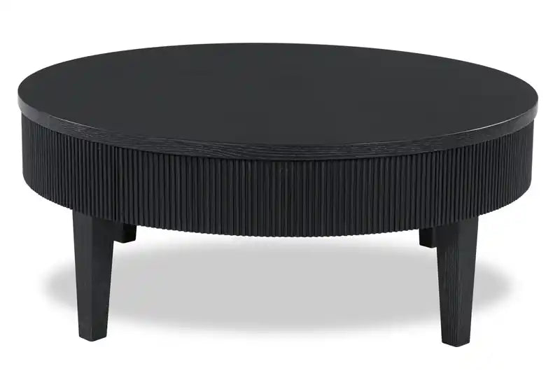 42 Contemporary Round Solid Wood Coffee Table with Storage
