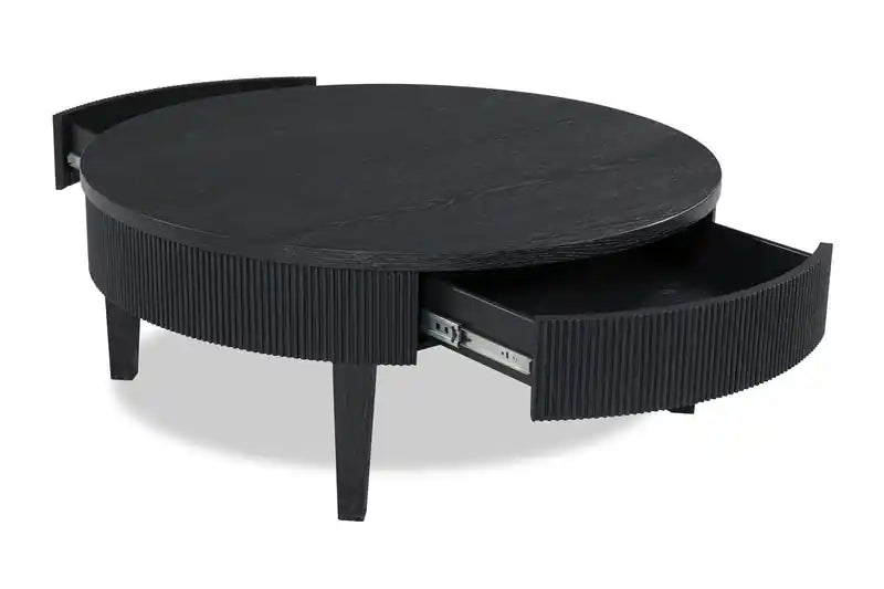 42 Contemporary Round Solid Wood Coffee Table with Storage