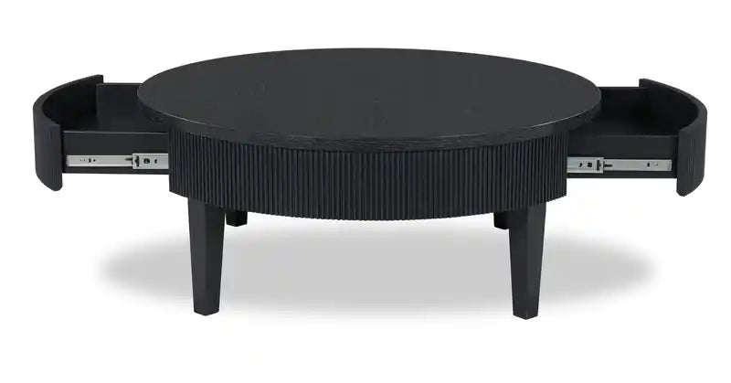 42 Contemporary Round Solid Wood Coffee Table with Storage