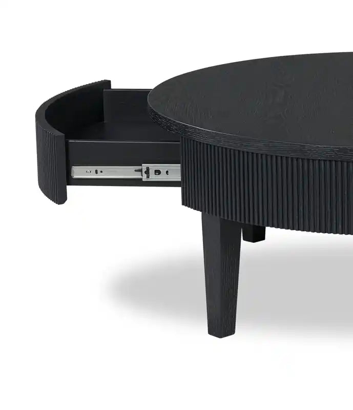42 Contemporary Round Solid Wood Coffee Table with Storage