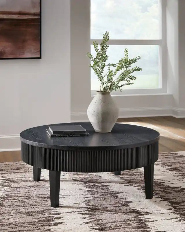 42 Contemporary Round Solid Wood Coffee Table with Storage