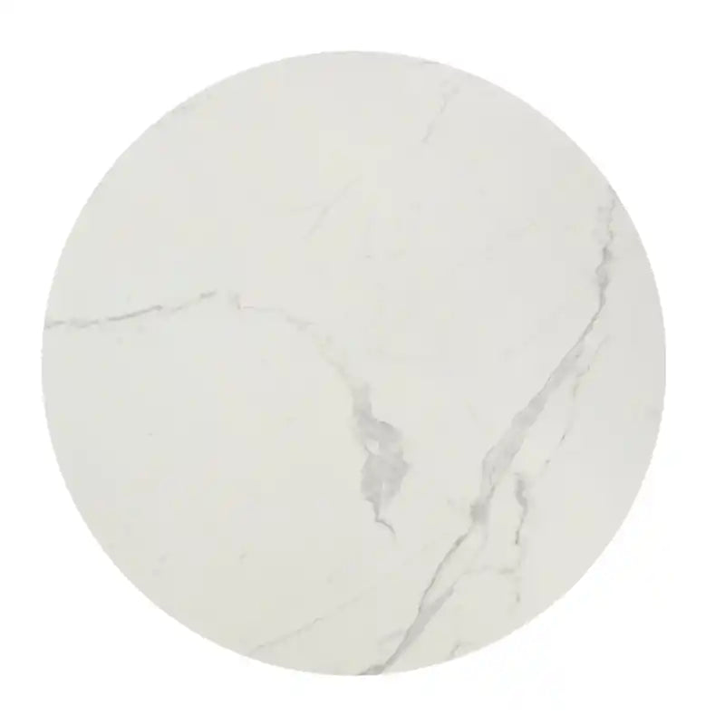 Round Dining Table with Marble Top, Metal Base, 42W