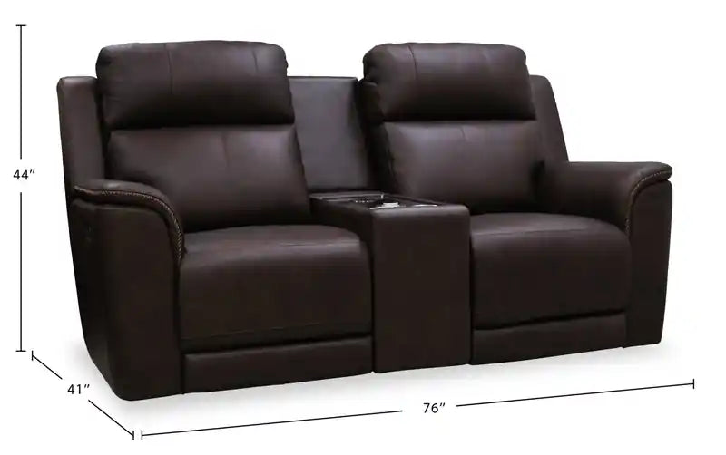 76" Leather Massage Power Reclining Loveseat with Immersive Audio & Power Headrests