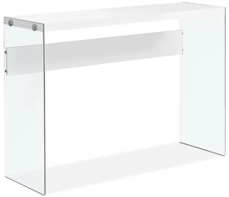 Waterford 44 Modern Sofa Table - White with Glass Legs